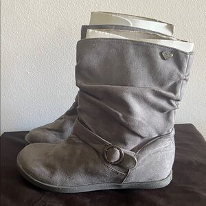 Roxy Gray Ankle Booties with Buckle Detail